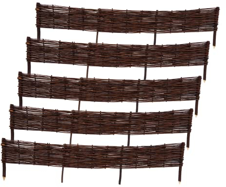 Palisade aus Weide 5er Set, Weidenzaun 150 cm x 20 cm, Natürliche Weidenzaun, Holz-Zaun Rasenkante, Handgemachter Weidenflechtzaun, Beetbegrenzung, Beeteinfassung