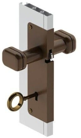 Plastik2 Serratura per Porte a Soffietto con Pomolo in Alluminio entrata 15 Maniglietta con Serratura e Chiave(MARRONE)