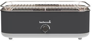 Barbecook E-Carlo - Barbacoa eléctrica de mesa con bolsa de transporte, adecuada para balcón como barbacoa de camping al aire libre, apta para lavavajillas, color gris medianoche, 42,5 x 33 x 16,5 cm