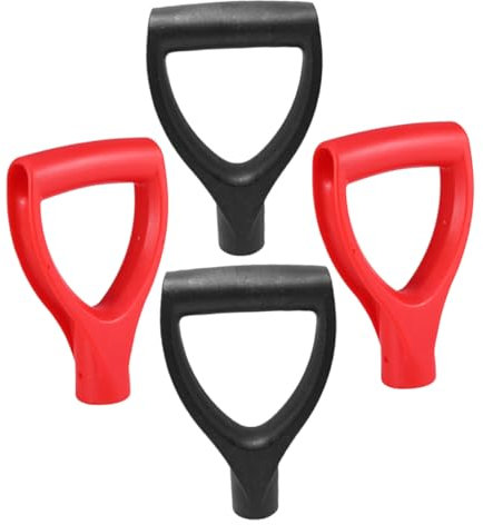 Homoyoyo Mango De Pala Forma d De Plástico Negro y Rojo Accesorio para Herramienta Doméstica Mango De Agarre Portátil Juego De 4 Piezas Diámetro Interior 32 Mm para Pala Uso Jardinería y Excavación
