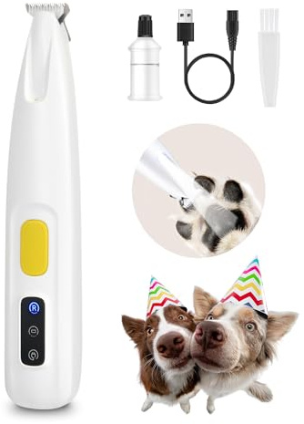 FURBONA Upgraded Dog Paw Trimmer with LED Light, 18 mm Widen Blade, 35 dB Low Noise, Waterproof, Rechargeable Clipper for Dogs & Cats Precision Trimming Around Paws, Eyes, Ears, Face, and Rump