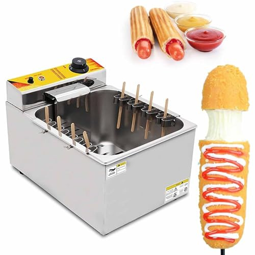 DDZJTPP Freidora Palitos Perritos Calientes Queso,Máquina Palitos Perritos Calientes Queso Acero Inoxidable 12L,Freidora Eléctrica Comercial 1900W para Restaurante,Tienda,Hogar