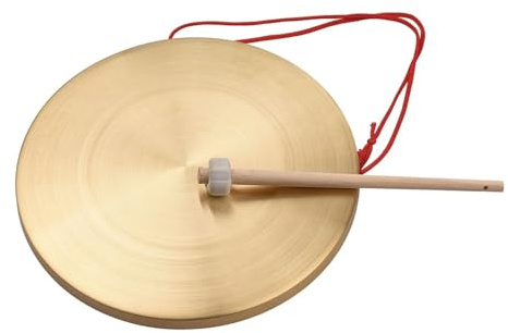 Platillos de Gong de mano de 15cm/22cm/30cm, instrumento de percusión de ópera de capilla de Gong de cobre y latón con martillo de juego redondo (Color : Gold, Size : 30cm)