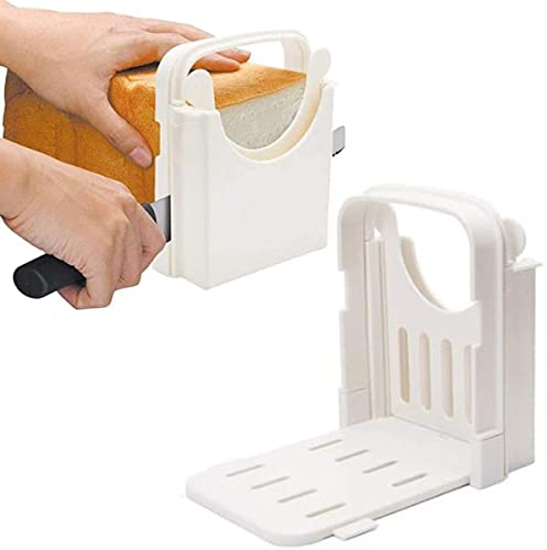 Foldable Bread Slicer Multifunctional Sandwich/Toast Maker Adjustable Slice Thickness Bread Cutter Sandwich Loaf Bread Slicer Machine Plastic Bread Cutting Guide Tools for Homemade Bread