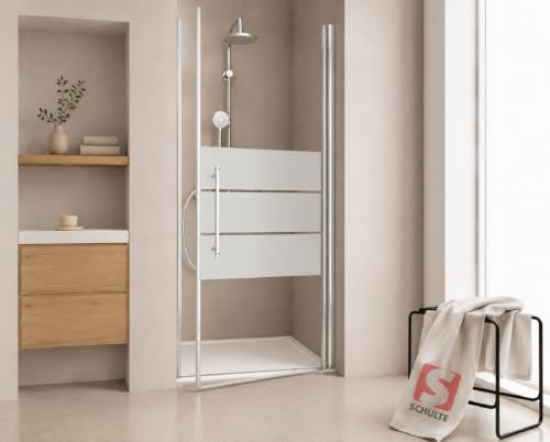 Schulte porte douche pivotante niche 80 x 192 chromé autolevant réversible | verre trempé réglage 77.8-80.4 cm largeur d'accès 69.5 cm