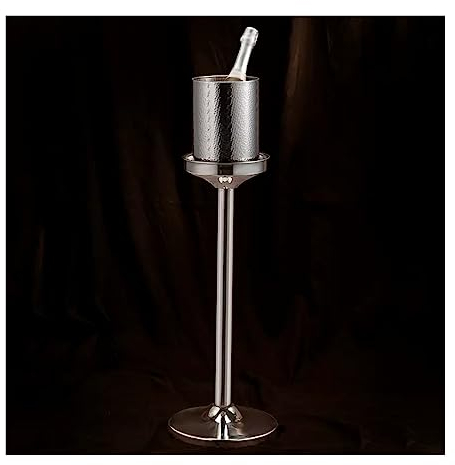Seau à Glaçons Seau à glace martelé avec support, grand seau à glace sur pied en acier inoxydable for bière, refroidisseur de vin, utilisation en extérieur ou en intérieur Pour La Bière, Les Boissons