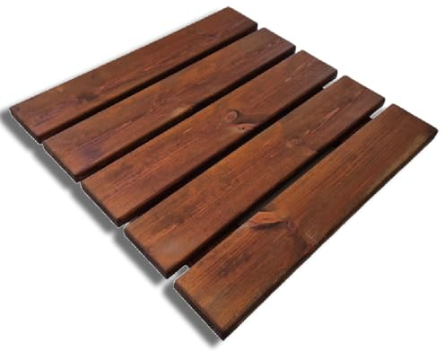 Rutschfeste Duschmatte 50x50 cm aus imprägniertem Kiefernholz, 4 cm stark, braun (50x50 cm)