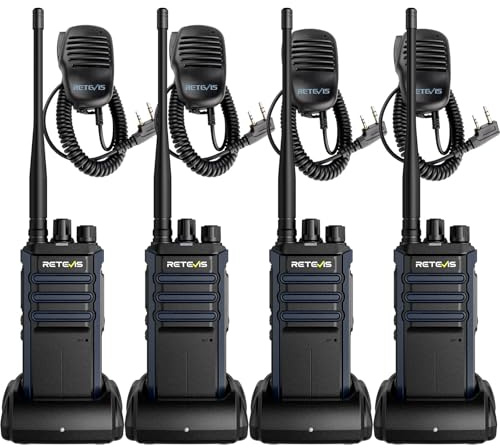 Retevis RT86A Walkie Talkies Long Range, Heavy Duty Two Way Radio with Mic, GMRS 2 Way Radio, Group Call, Easy Pairing, for Construction Industry(4 Pack)
