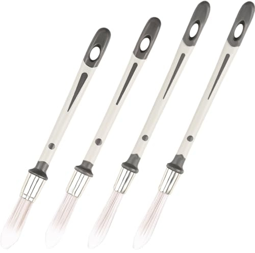 4 Pcs Trim Brush Set Paint Brushes for Walls, 0.45/0.45/0.6/0.7 Inch Small Paint Brush Trim Painting Brush Tools for Touch Up, House Wall Corners, Paint Edger