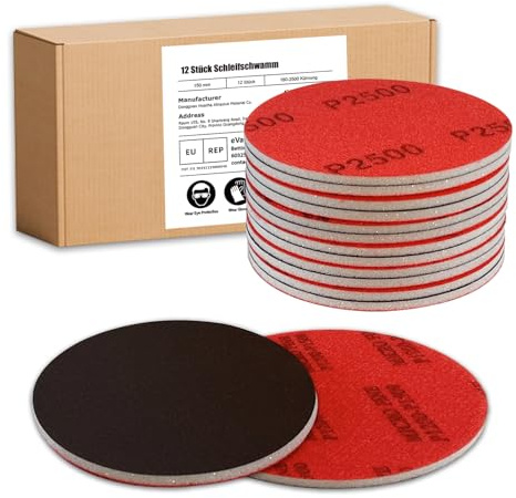 12 Stück Schleifschwamm, 400 Körnung 150mm Schleifblock, Weichschaum Sand Block Nass Trocken Schleifpapier für Modell Trockenbau Metall Holz Möbel Polieren