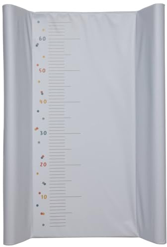 Babycalin - Plan à langer 50x70 cm Pois avec toise - Table à langer qui s'attache sur le lit de bébé en PVC - Table à langer bébé Facile à mettre en place - Plan à langer idéal pour petits espaces