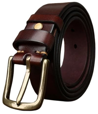 AGUTALITHIC Ledergürtel Herren Damen 5mm Dicke 3.8cm Breit Antik Beiläufige Gürtel Vollledergürtel Jeansgürtel Messing Gold Metall Dorn-schließe Gürtelschließe (105cm/41, Coffee)