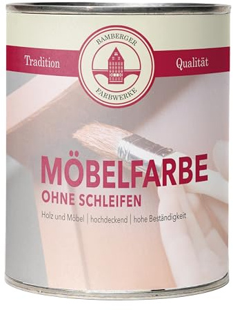 Bamberger Farbwerke Möbelfarbe ohne Schleifen matt 750 ml (Verkehrsrot) | Möbellack ohne Anschleifen für Schrank, Kommode, Tisch und Küche – haftet auf Holz, MDF und lackierten Möbeln, matt