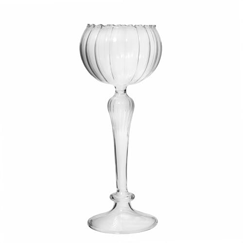 bar@drinkstuff Candlestick Cocktail Glasses Set of 4 – Vintage Style Embossed Martini & Cocktail Glasses 270ml / 9.5oz – Elegant Decorative Stem Glassware for Home Bar & Parties