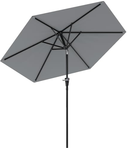 Outsunny Sombrilla Terraza Exterior Ø230 cm Ángulo Ajustable | Sombrilla de Jardín, Manivela, Impermeable, Parasol para Patio, Terraza