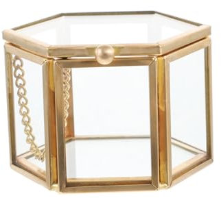 WOFASHPURET Sechseckige Transparente Schmuckschatulle Retro Stil Schmuckaufbewahrungsbox Schmuckhalter Eheringbox Schmuckbox Lagerung Box Für Anlässe Reisen