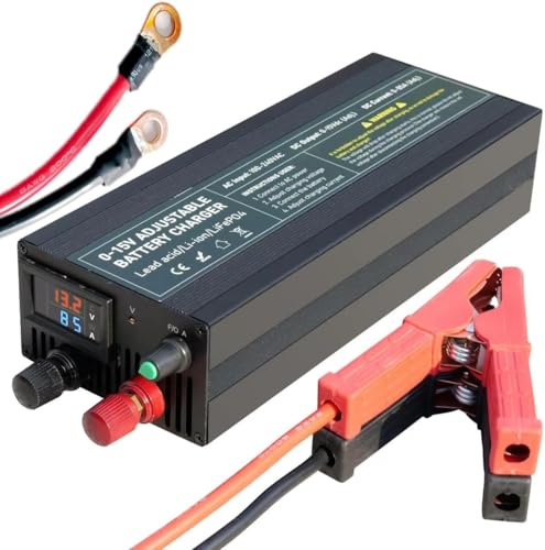 14,6V 100A LiFePO4 Ladegerät, 0-15V/0-100A Ladegerät Lithium Batterie mit Stufenloser Regulierung, Intelligentes 12V Lithium Akku für Auto LKW Motorrad Rasenmäher Boot Marine