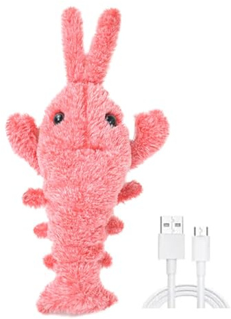SHINROAD Pet Playmate Stressabbau, hautfreundliches, interaktives Katzenspielzeug, Schlapphummer, Hund, USB, wiederaufladbar, Vibrationsmodi, elektrisch, realistisch, wackeln, Katzenminze, Rosa