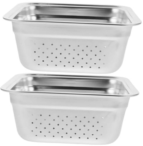ibasenice 2 Pezzi Griglia Cestini Per Esterni Vimini Per Griglia Grigliare Griglia Per Barbecue Cestino Di Grandi Dimensioni Alluminio Carbone Drenare Silver Acciaio Inossidabile
