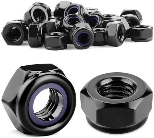mawmuaw Muttern M8 Sechskantmuttern 15 Stück Selbstsichernde Mutter DIN 985 Kohlenstoffstahl Schwarz Sicherungsmutter mit Nylonring für Möbelmontage Außenbereich Garten Motorrad Sonnenkollektoren