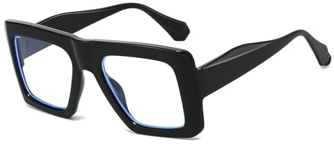 YAMEIZE Blaulichtfilter Brille Quadratisch für Damen Herren Retro Übergroße Blaulichtfilter Computerbrille Anti Blaulicht Brille für Handy PC Gaming