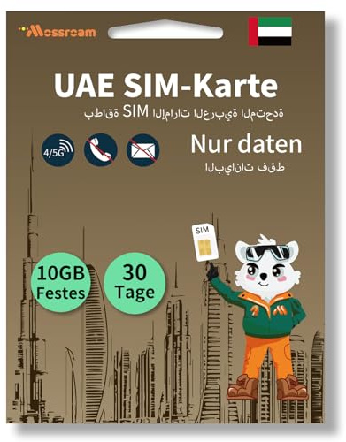 VAE-SIM-Karte – 30-Tage-Datentarif, 10 GB schnelles 4/5G LTE-Internet, Prepaid und kein Tageslimit, ideal für Touristen und Geschäftsreisende