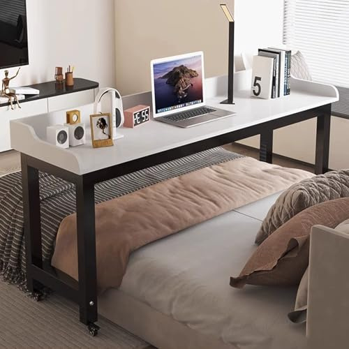 DSEWTEZXI Mobile Schlafzimmer betttisch auf Rollen, laptoptisch Tisch mit Schallwand, pflegebett beistelltisch mit Rollen, modern Arbeit Desk, für Zuhause und Krankenhaus.