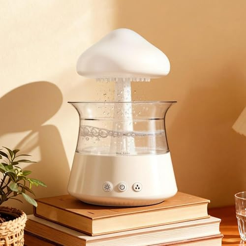 Humidifier for Bedroom, Air Humidifier with Rainfall Sounds, Air Humidifier with LED Night Light for Home, Living Room, Office, Kids, Baby Nursery & Plants
