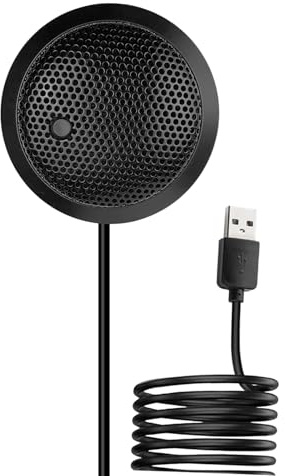Conference USB Microphone with Mute Button, 360° Omnidirectional Condenser PC Laptop Mic, Plug & Play USB Microphone for Online Meeting,Class,Recording,Chatting,Zoom,(Windows/Mac OS X/Chrome OS)