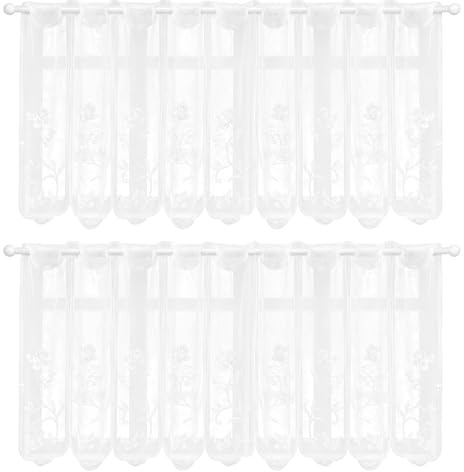 Fyhqwf 2 StüCk, 130 × 45 cm Halbtransparent Besticke Scheibengardine – Bistrogardine Halbtransparent Weiß – Fenster Gardine – Geeignet FüR KüChe, Bad, Schlafzimmer Und SchranktüRen