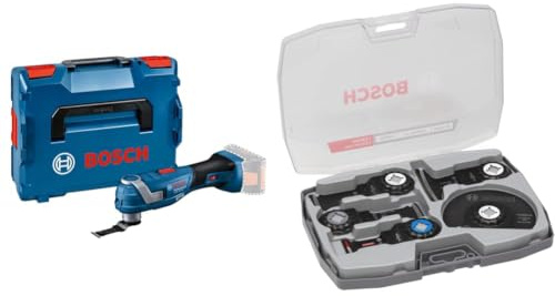 Bosch Professional 18V System Utensile multifunzione a batteria GOP 18V-34 (motore brushless, Vibration Control, incl. 1 lama, senza batteria/caricabatteria) + Bosch 5x Set di lame da taglio, 5 pz