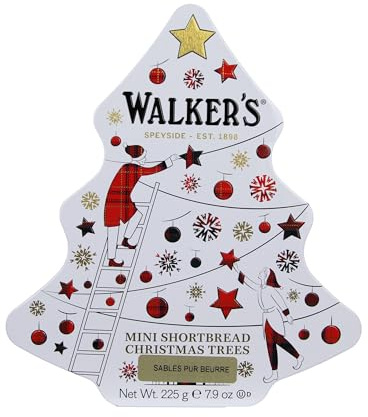 Walker’s Shortbread Cookies in Christmas Tree Cookie Tin, 7.9 oz, Includes 48 Mini Tree-Shaped Christmas Cookies