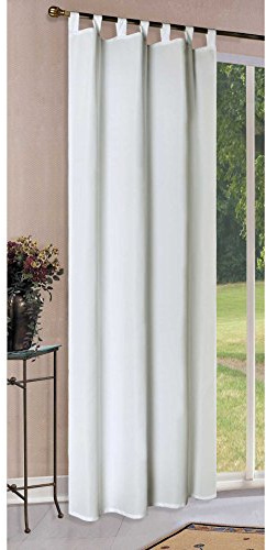 Tenda Opaca, Tinta Unita, con Passanti, Realizzata in Raso e Microfibra, cod. prod. 20400, Crema, 245 x 140 cm