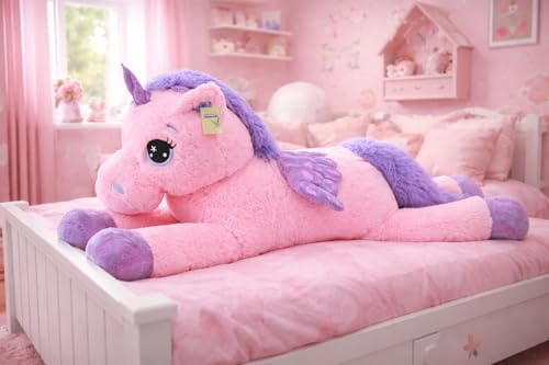 Sweety Toys 8049 XXL Einhorn Pegasus Plüschtier, 130 cm, Rosa | Plüschtier für magische Momente im Kinderzimmer.