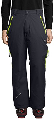 Ultrasport Män Amud skid-och snowboardfunktionella byxor, mörkgrå/neongul, L