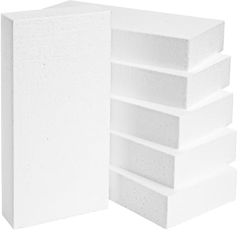 Craft Foam Blocks, 6-Pack of Rectangle Polystyrene Foam Bricks, White, 30.5 x 15 x 5 cm Each