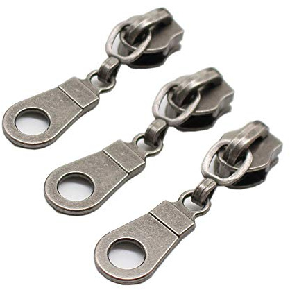 YaHoGa 50 Stück Nonlock-Zipper für 6mm endlos Reißverschluss Altsilber | Nonlock-Zipper für endlos Reißverschluss Meterware 6mm-Spirale