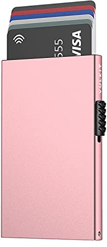 VULKIT Kartenetui für Herren Kreditkartenetui RFID Blocking Pop Up Kartenetui Damen Minimalistische Geldbörse Schlanke RFID Geldbörse