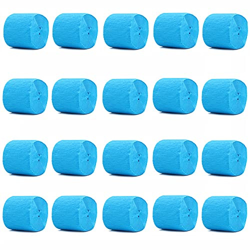 ANCLLO 20 Rollen 3,5 cm x 10 m Krepppapier Party Luftschlangen Hintergrund hängende Dekorationen für Geburtstagsparty, Hochzeit und Festival Dekorationen (Blau)