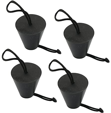 Universal Kayak Scupper Plug, Asudaro 4 Stücke Kajak Ablassschraube Lenzstöpsel Lenzstopfen Kunststoff Verschlussstopfen Bootsablauflöcher Marine-Ablassschraube für Kajak Kanu Boot Zubehör,Schwarz