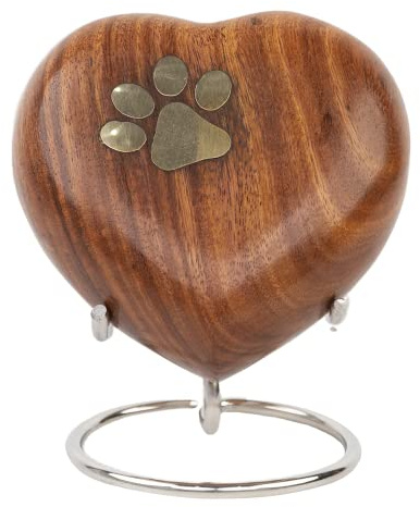 STONLIF Urne funéraire Classique en Bois en Forme de cœur pour Animaux de Compagnie | Récipient à Cendres pour Chiens et Chats pour funéraires | Urne funéraire