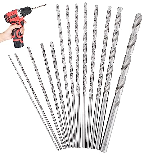 ZEONHEI Lot de 13 forets hélicoïdaux en acier rapide HSS - Longueurs : 150 et 200 mm - Diamètres : 2 à 5 mm et 4 à 10 mm - Foret hélicoïdal haute dureté pour bois, métal