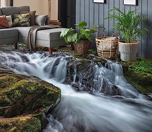 Badezimmerbodenaufkleber Wasserdicht 3D-Bodentapeten mit Flusssteinen, 150 x 105 cm Bodenfliesen Wandbilder Aufkleber Wasserdicht Selbstklebendes Vinyl Wallpaper, Epoxidharz