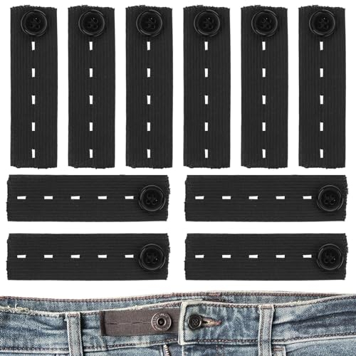 ERNZI Elastische Hosenbunderweiterung,Hosenerweiterung 10er Set Hosenbunderweiterungen, Elastische Knopfverlängerungen - Ideal für Schwangere & Herren, Anpassbare Größen für Für Jeans