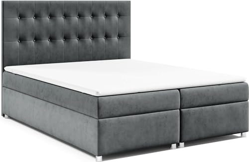 Best For Home - Boxspringbett | Trinity K6 Boxspringbett 180x200 mit Bettkasten und Topper | Bett mit Matratze | Doppelbett 180x200 | Polsterbett mit Liefer- und Aufbauservice
