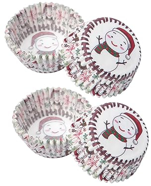 PRETYZOOM 100stücke Schneemann-weihnachts-cupcake-förmchen aus Papier mit Druck für Cupcakes Gebäck Desserts und Süßigkeiten Backzubehör mit Klassischen Weihnachtsmotiven