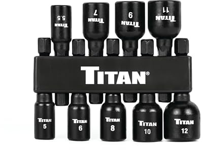 Titan 16297 - Juego de destornilladores de tuerca magnéticos métricos de 9 piezas, juego de fijador de tuercas