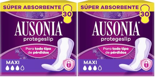 Ausonia Salvaslip Protegeslips/Salvaslips, 30 Unidades con Sistema No Olor, Máxima Protección (Paquete de 2)