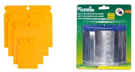 HARDY Spatules Flip-Flops Lot de 4 Pièces en Plastique Pour Réparer les Trous Bouton D'inégalité & Cevik CE-2240 - Juego 4 espátulas carrocero de 60/80/100/120 mm Acero Inox.