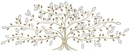 YIORYO Metall-Wandkunst for Wohnzimmer, Heimdekoration, Blätter, Wandskulptur, Baum des Lebens, handgefertigte Wanddekoration, Behänge for den Innen- und Außenbereich